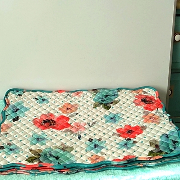 Pioneer Woman 4pc Turquoise Floral Placemats - Picture 2 of 7